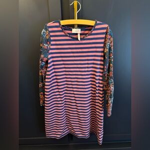 Striped Pink and Blue Long Sleeve dress